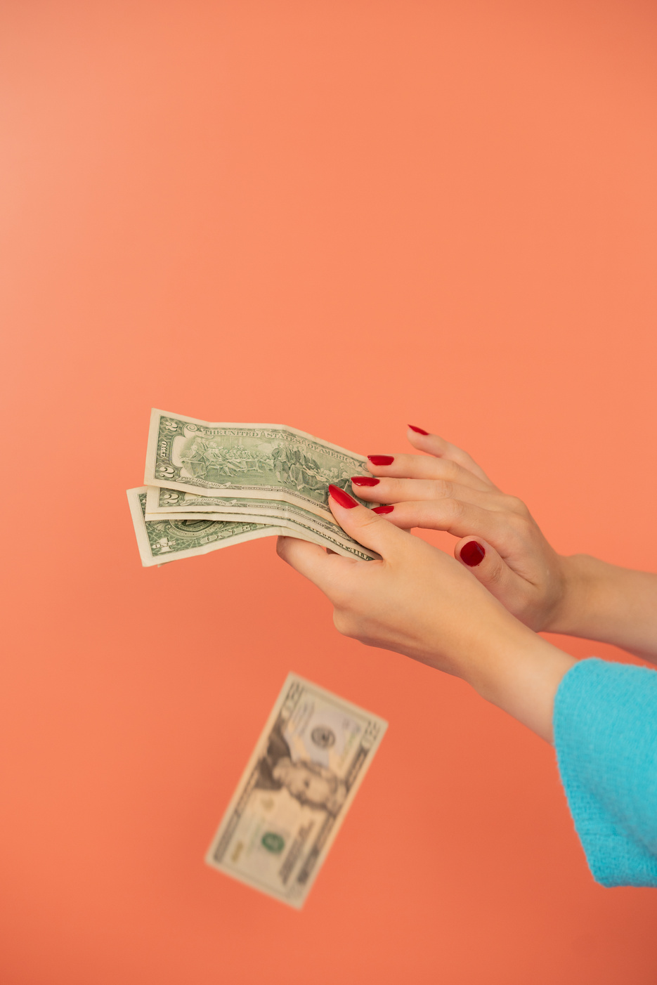 Playful Finance Still Life Hands Holding Dollar Bills